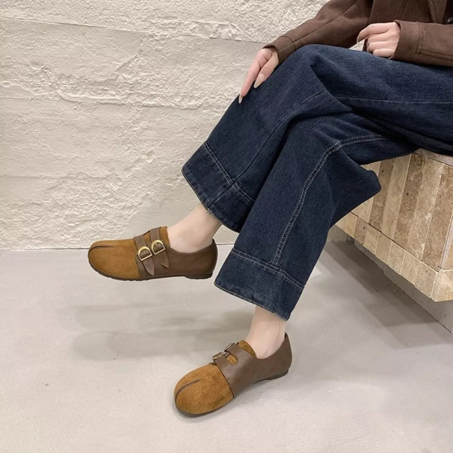 Round Toe Slip-Ons Camel / 35 Apparel and Accessories