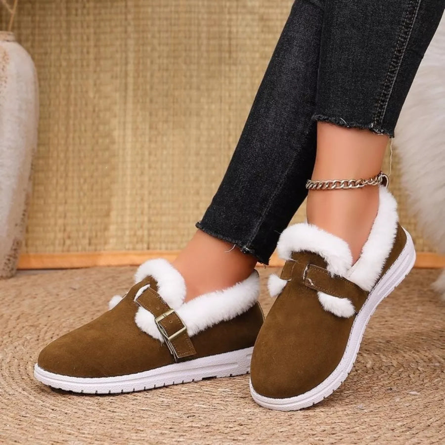 Round Toe Slip-Ons Coffee Brown / 36 Apparel and Accessories