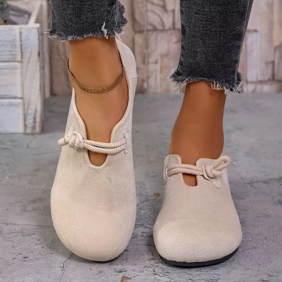 Round Toe Slip-Ons Cream White / 36 Apparel and Accessories