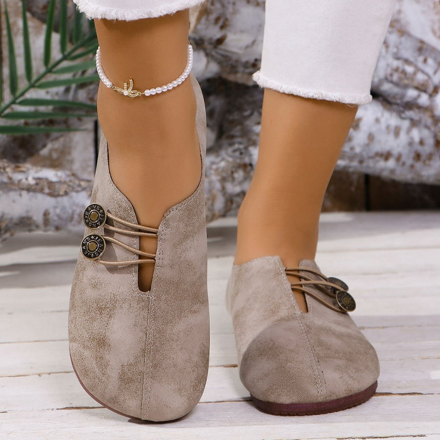 Round Toe Slip-Ons Dark Brown / 36 Apparel and Accessories