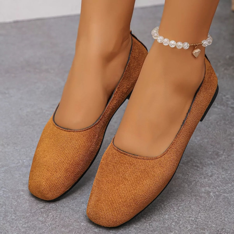 Round Toe Slip-Ons Gold / 35 Apparel and Accessories