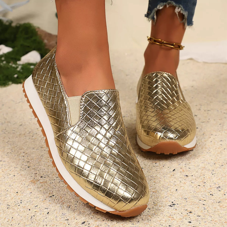 Round Toe Slip-Ons Gold / 36 Apparel and Accessories