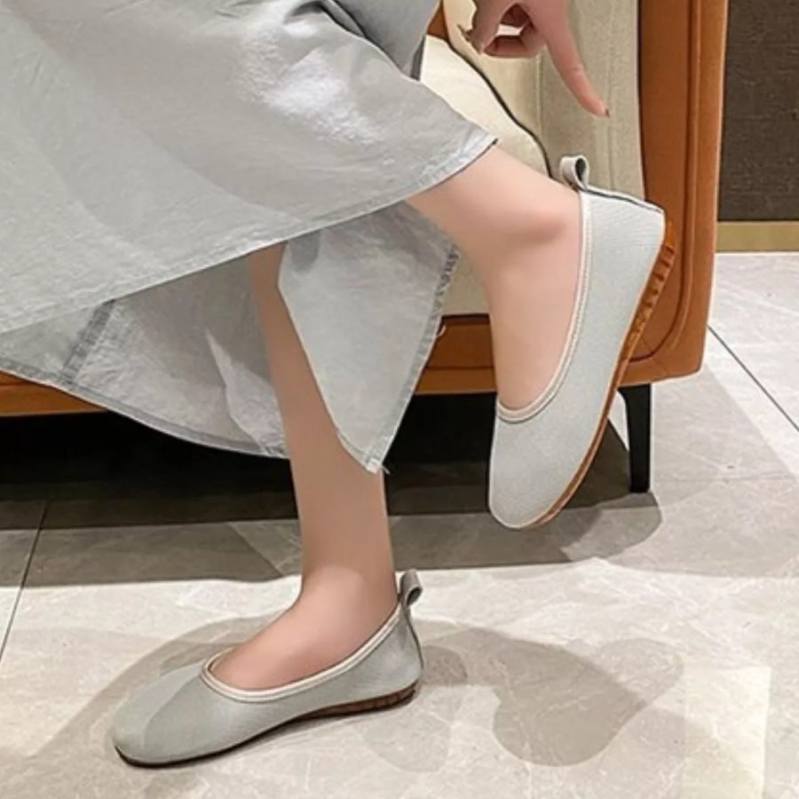 Round Toe Slip-Ons Gray / 35 Apparel and Accessories