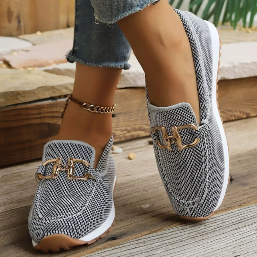 Round Toe Slip-Ons Gray / 36 Apparel and Accessories