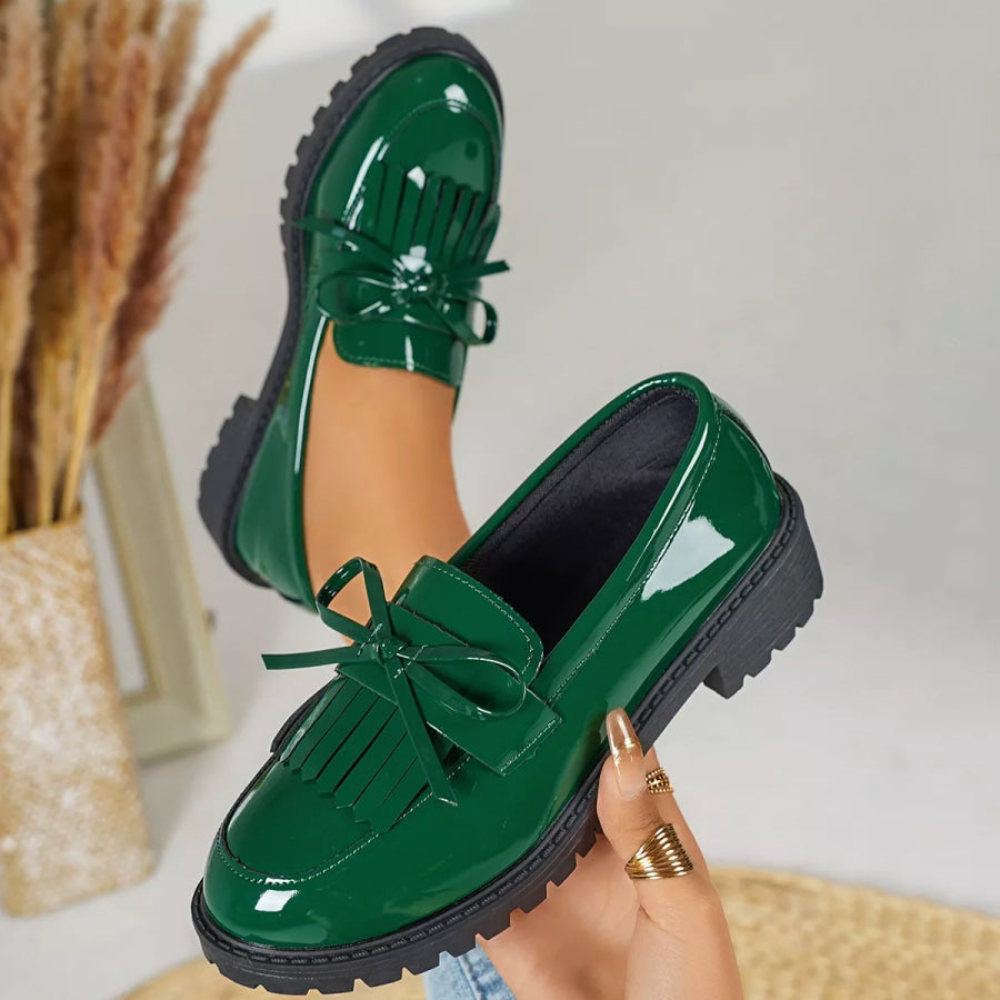 Round Toe Slip-Ons Green / 36 Apparel and Accessories