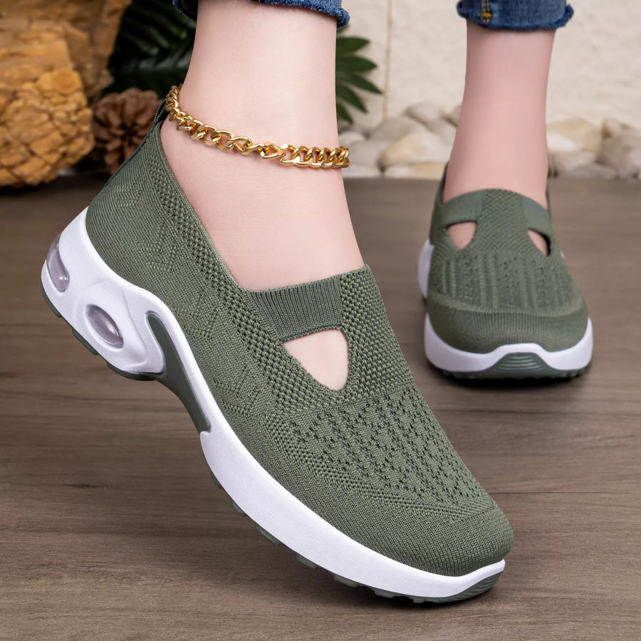 Round Toe Slip-Ons Green / 36 Apparel and Accessories