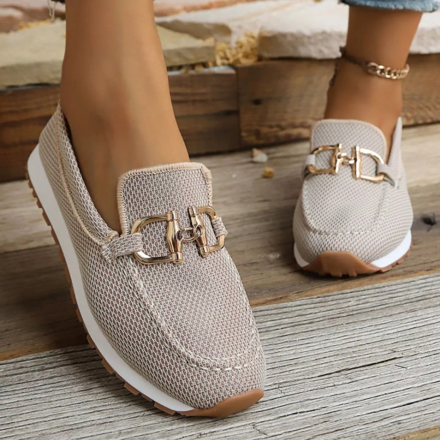 Round Toe Slip-Ons Ivory / 36 Apparel and Accessories