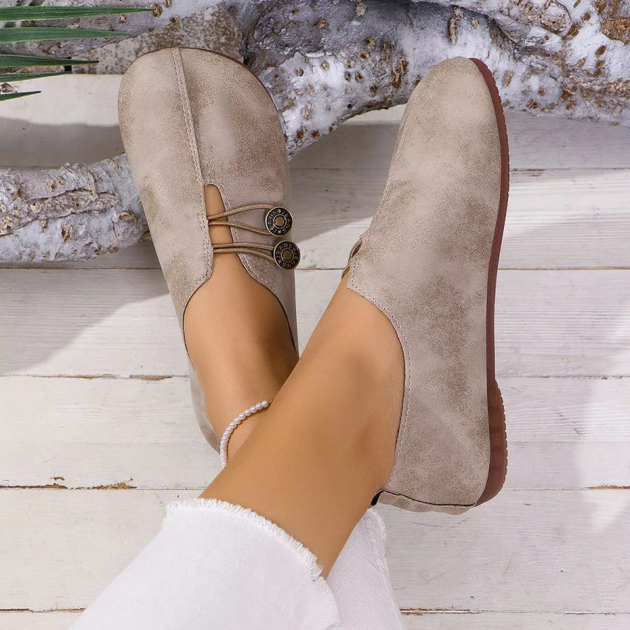Round Toe Slip-Ons Light Brown / 36 Apparel and Accessories