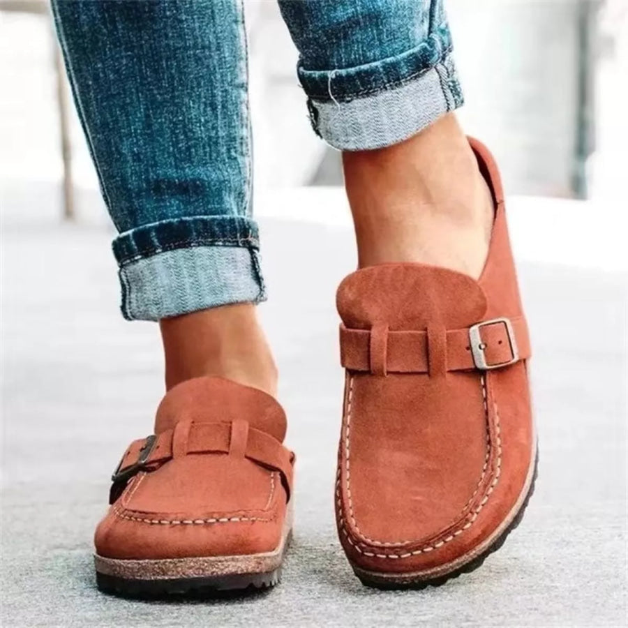 Round Toe Slip-Ons Orange Red / 35 Apparel and Accessories