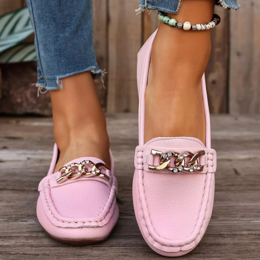 Round Toe Slip-Ons Pink / 36 Apparel and Accessories