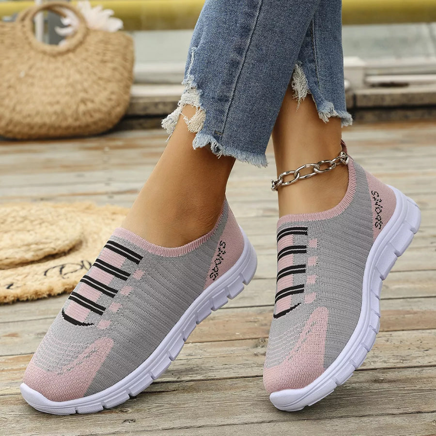 Round Toe Slip-Ons Pink / 36 Apparel and Accessories