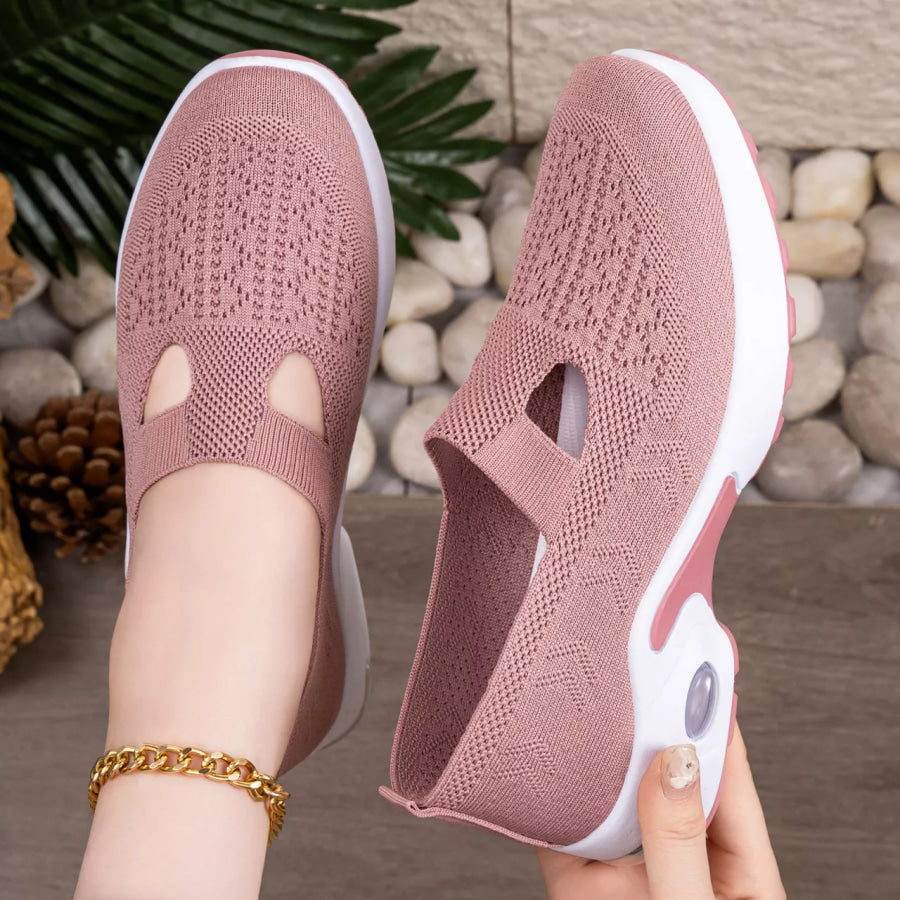 Round Toe Slip-Ons Pink / 36 Apparel and Accessories