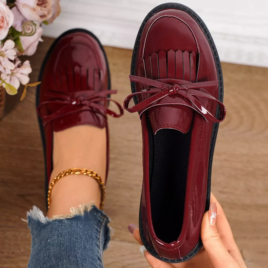Round Toe Slip-Ons Red / 36 Apparel and Accessories