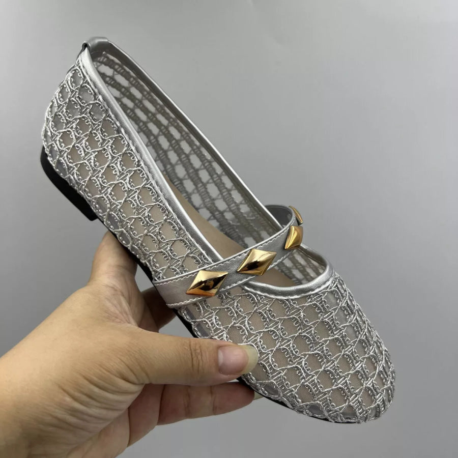 Round Toe Slip-Ons Silver / 36 Apparel and Accessories