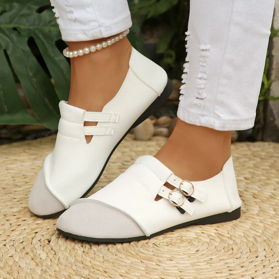 Round Toe Slip-Ons White / 36 Apparel and Accessories