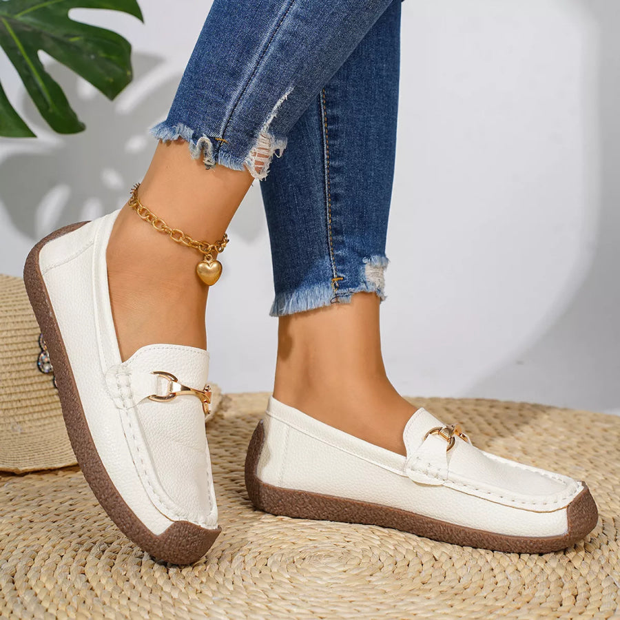 Round Toe Slip-Ons White / 36 Apparel and Accessories