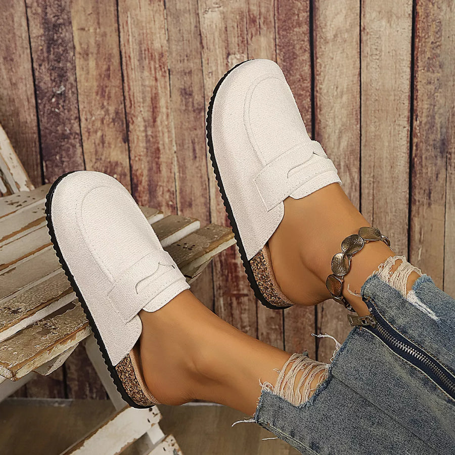 Round Toe Slip-Ons White / 36 Apparel and Accessories