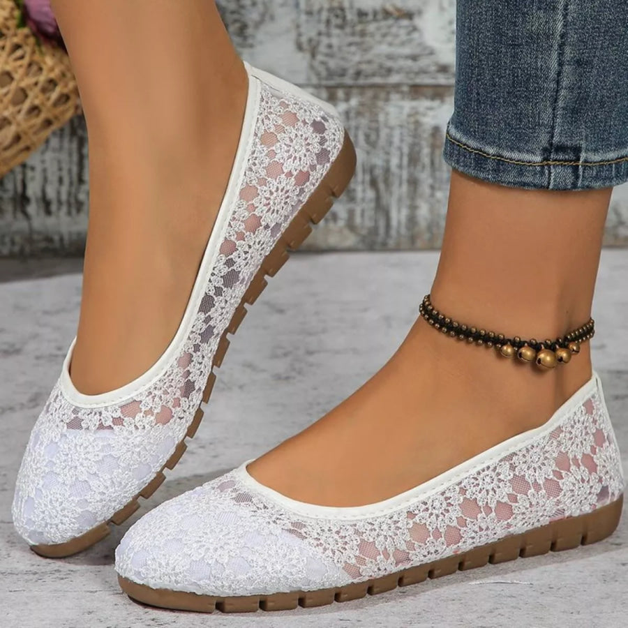 Round Toe Slip-Ons White / 36 Apparel and Accessories