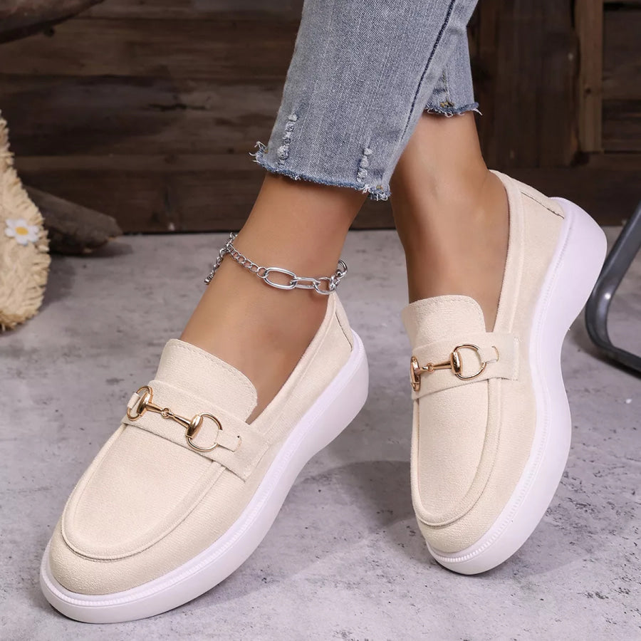 Round Toe Slip-Ons White / 36 Apparel and Accessories