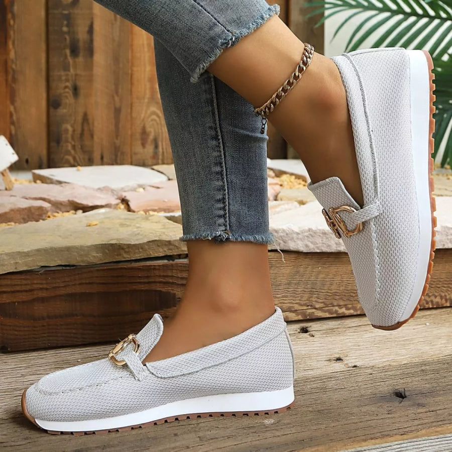 Round Toe Slip-Ons White / 36 Apparel and Accessories
