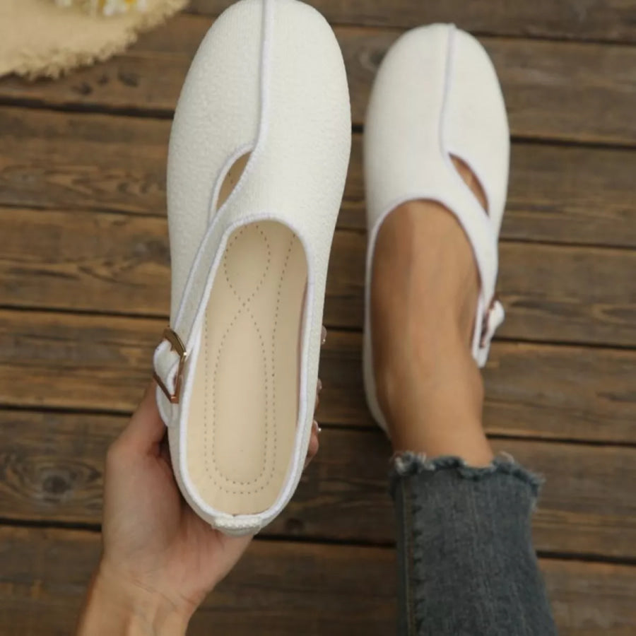 Round Toe Slip-Ons White / 36 Apparel and Accessories
