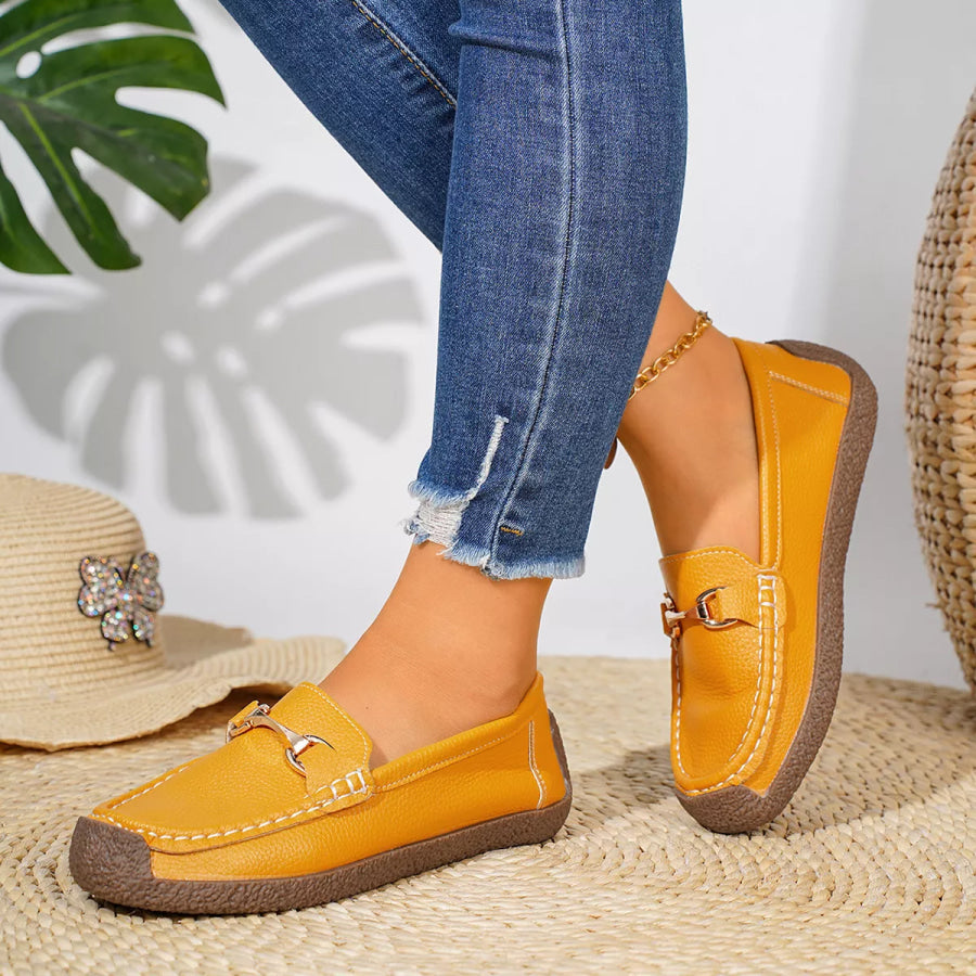 Round Toe Slip-Ons Yellow / 36 Apparel and Accessories