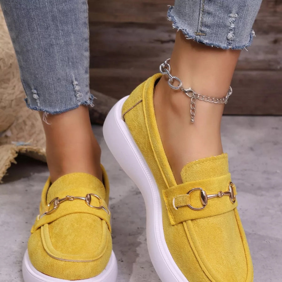 Round Toe Slip-Ons Yellow / 36 Apparel and Accessories