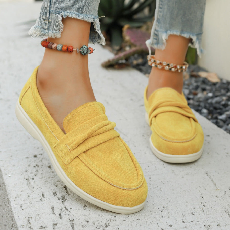 Round Toe Slip-Ons Yellow / 36 Apparel and Accessories