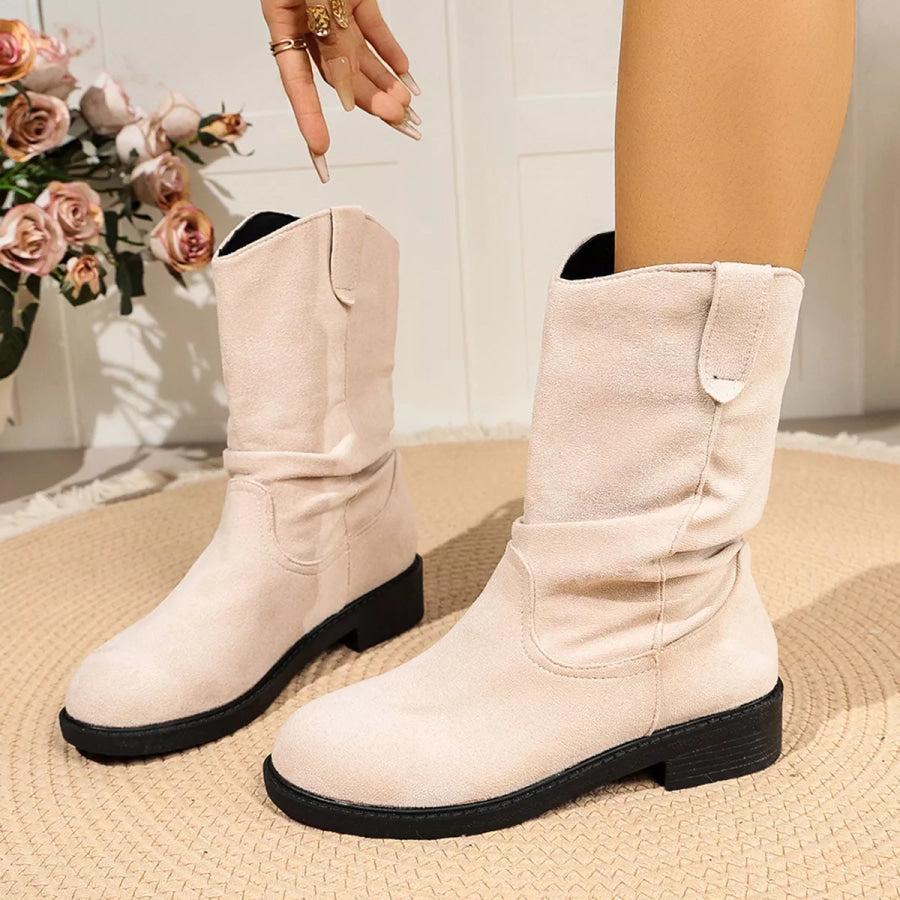 Round Toe Slouchy Boots Apparel and Accessories