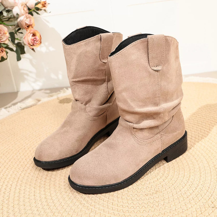 Round Toe Slouchy Boots Apparel and Accessories