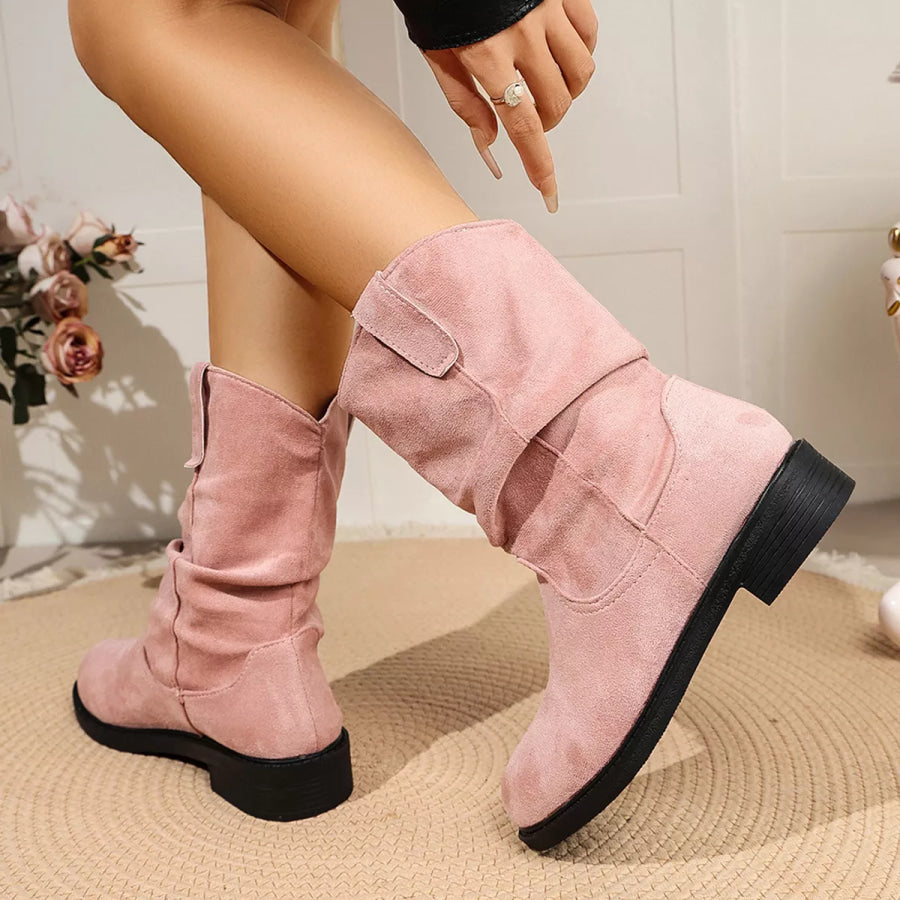 Round Toe Slouchy Boots Apparel and Accessories