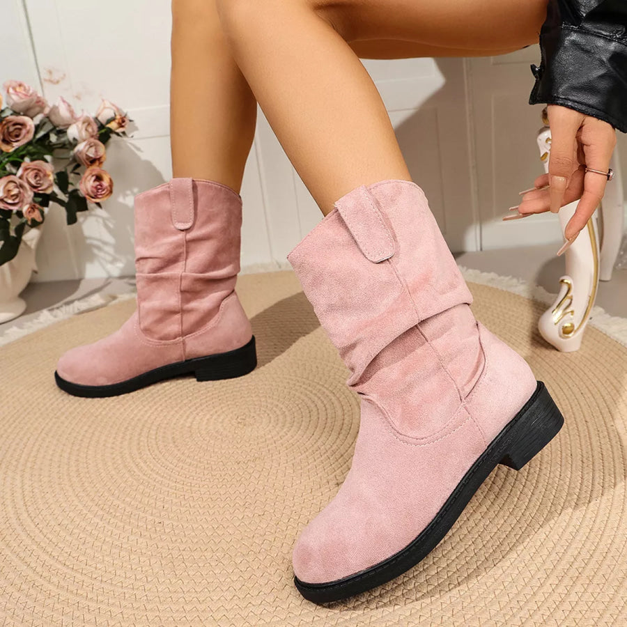 Round Toe Slouchy Boots Apparel and Accessories