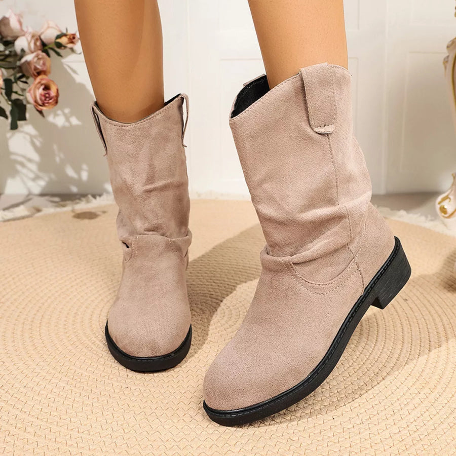 Round Toe Slouchy Boots Apparel and Accessories