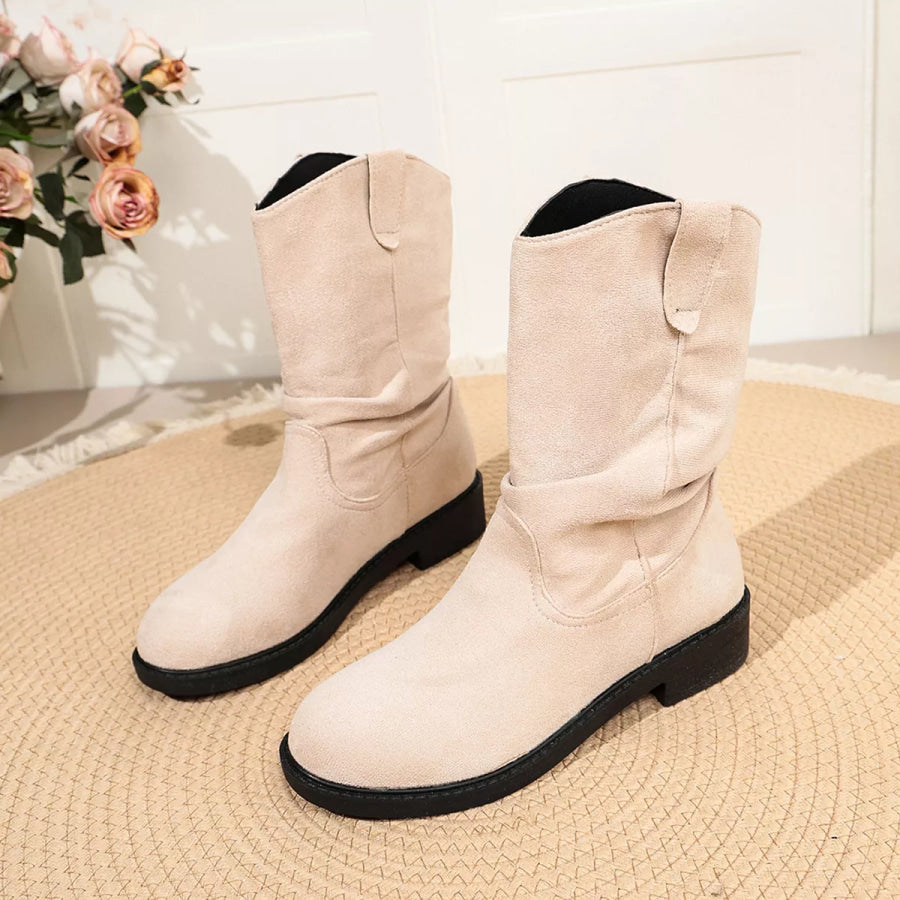Round Toe Slouchy Boots Apparel and Accessories