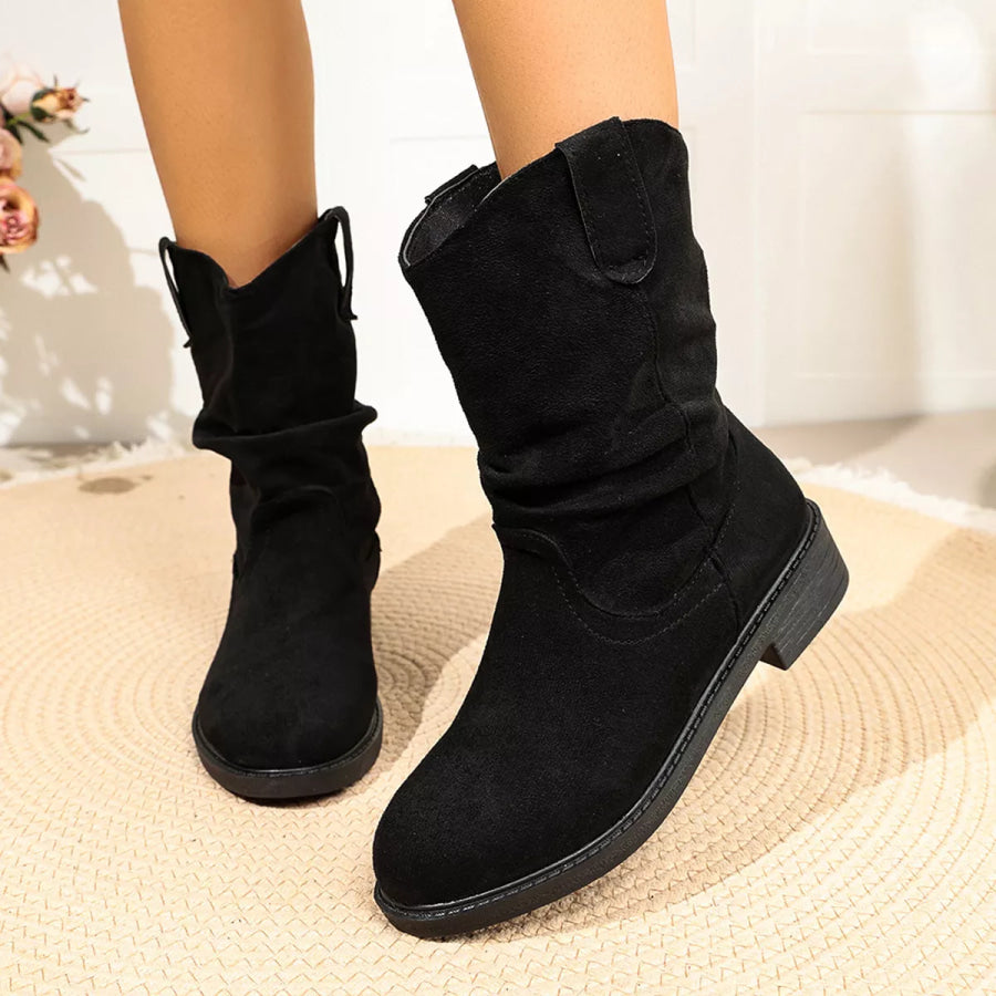 Round Toe Slouchy Boots Apparel and Accessories