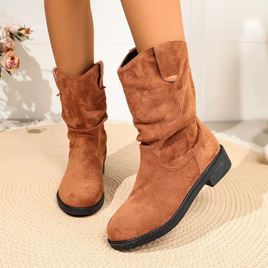 Round Toe Slouchy Boots Apparel and Accessories