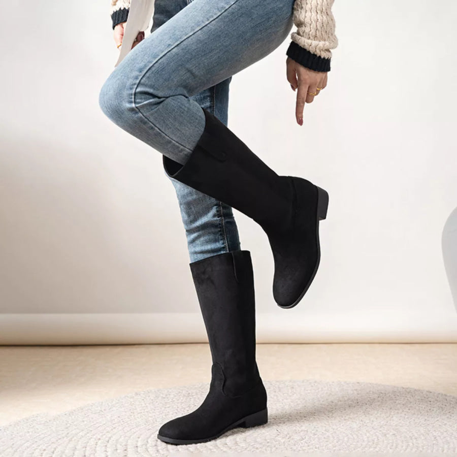 Round Toe Suede Boots Apparel and Accessories