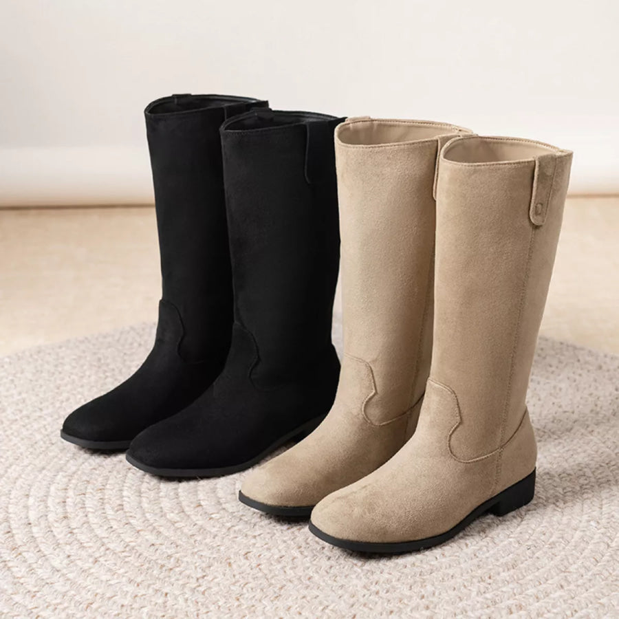 Round Toe Suede Boots Apparel and Accessories