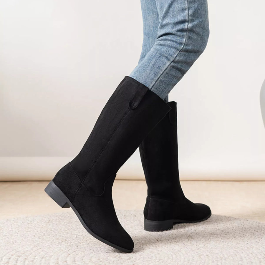 Round Toe Suede Boots Apparel and Accessories