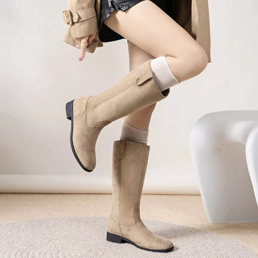 Round Toe Suede Boots Apparel and Accessories