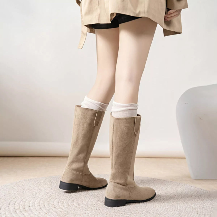 Round Toe Suede Boots Apparel and Accessories