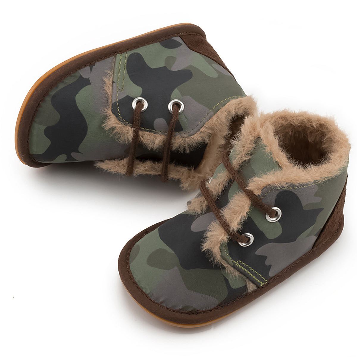 Round Toe Thermal Kid Sneakers Green Camouflage / 4C Apparel and Accessories