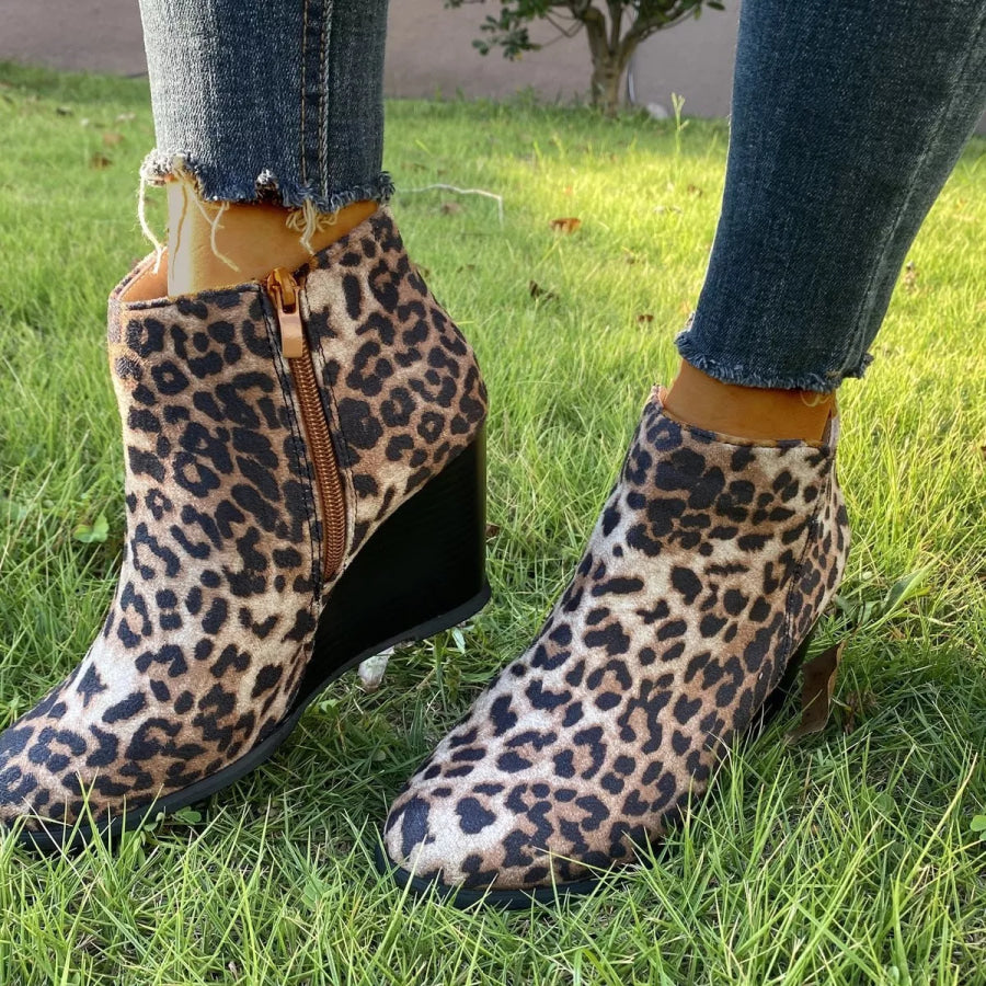 Round Toe Wedge Ankle Boots Apparel and Accessories