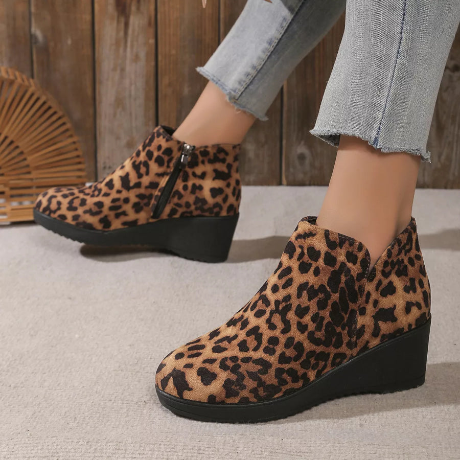 Round Toe Wedge Ankle Boots Apparel and Accessories