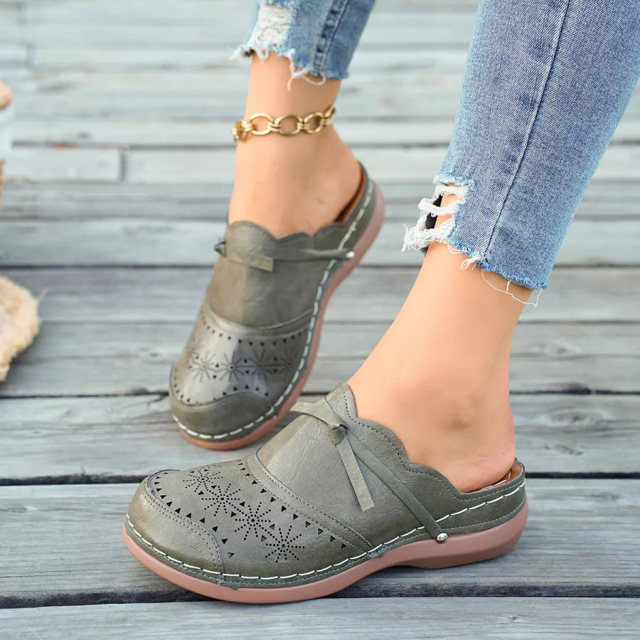 Round Toe Wedge Sandals Army Green / 36 Apparel and Accessories