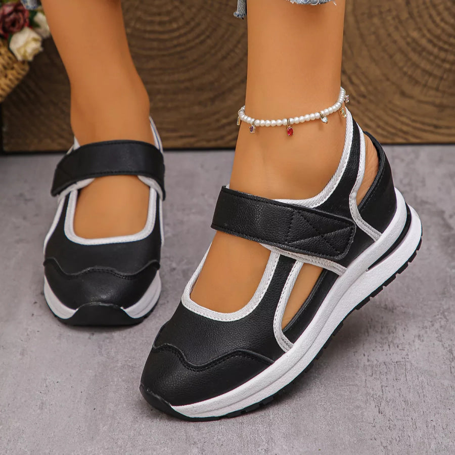 Round Toe Wedge Sandals Black / 35 Apparel and Accessories