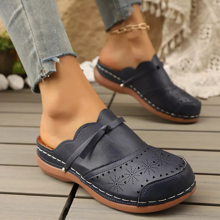 Round Toe Wedge Sandals Black / 36 Apparel and Accessories