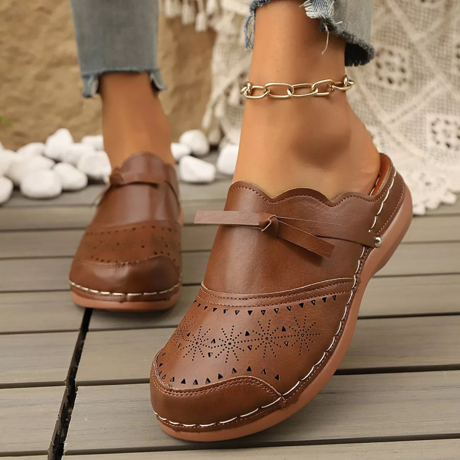 Round Toe Wedge Sandals Dark Brown / 36 Apparel and Accessories
