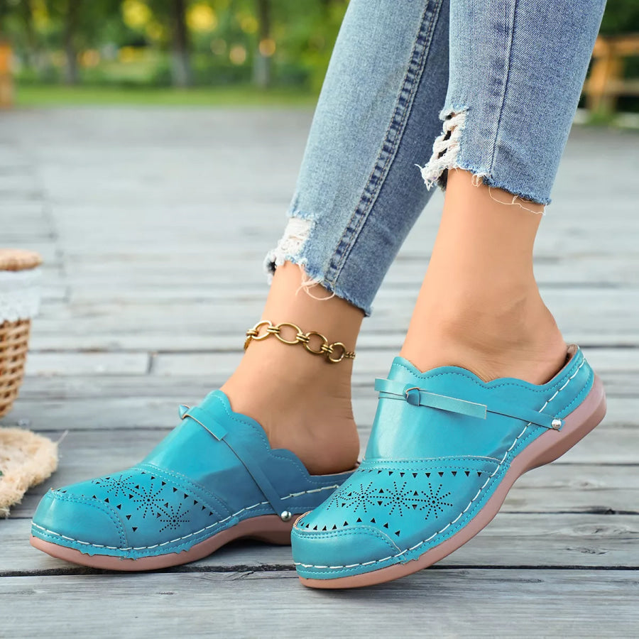 Round Toe Wedge Sandals Lake Blue / 36 Apparel and Accessories