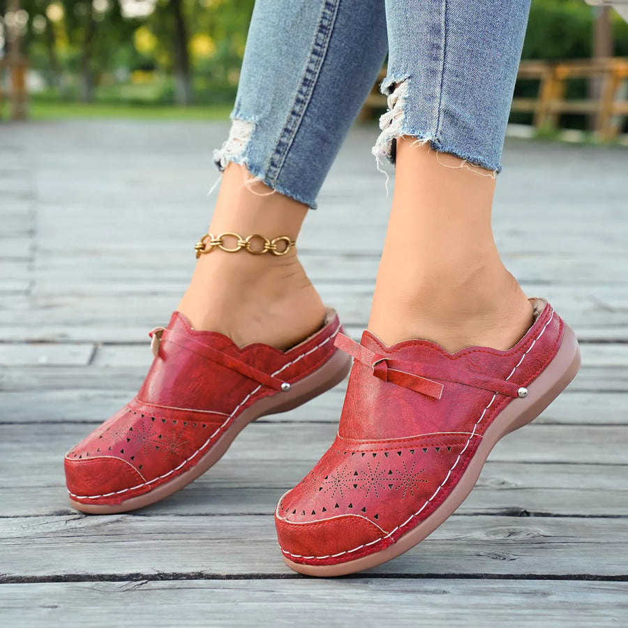 Round Toe Wedge Sandals Red / 36 Apparel and Accessories